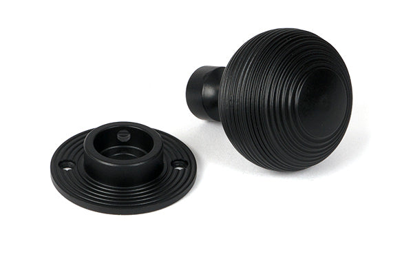 Matt Black Heavy Beehive Mortice/Rim Knob Set