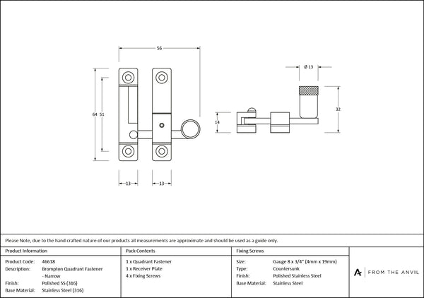 Brompton Quadrant Fastener - Narrow by From The Anvil
