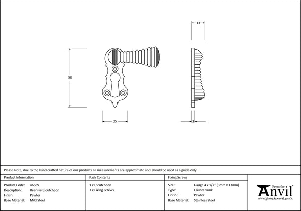 Beehive Escutcheon by From The Anvil