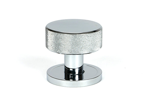 Polished Chrome Brompton Mortice/Rim Knob Set (Plain)