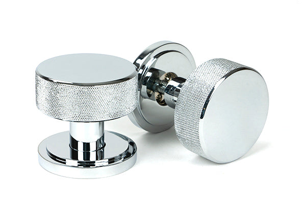 Polished Chrome Brompton Mortice/Rim Knob Set (Art Deco)