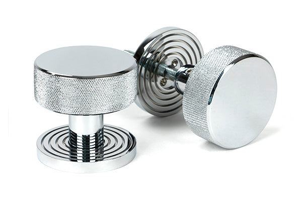 Polished Chrome Brompton Mortice/Rim Knob Set (Beehive)