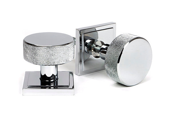 Polished Chrome Brompton Mortice/Rim Knob Set (Square)