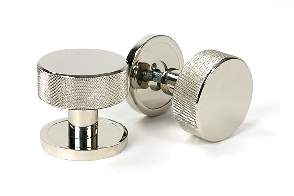 Polished Nickel Brompton Mortice/Rim Knob Set (Plain)