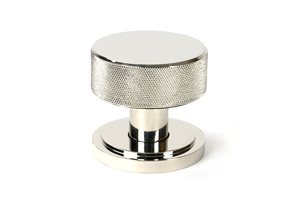 Polished Nickel Brompton Mortice/Rim Knob Set (Art Deco)