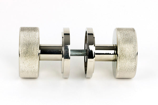 Polished Nickel Brompton Mortice/Rim Knob Set (Art Deco)