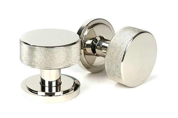 Polished Nickel Brompton Mortice/Rim Knob Set (Art Deco)