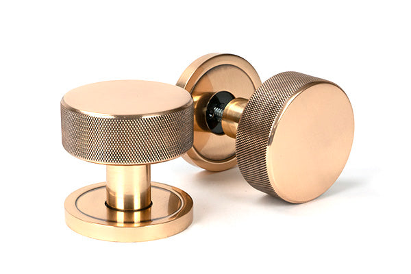 Polished Bronze Brompton Mortice/Rim Knob Set (Plain)