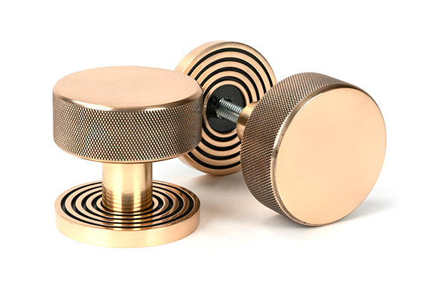 Polished Bronze Brompton Mortice/Rim Knob Set (Beehive)