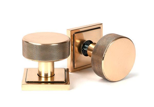 Polished Bronze Brompton Mortice/Rim Knob Set (Square)