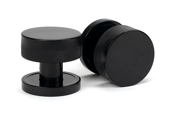 Black Brompton Mortice/Rim Knob Set (Plain)