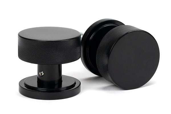 Black Brompton Mortice/Rim Knob Set (Art Deco)