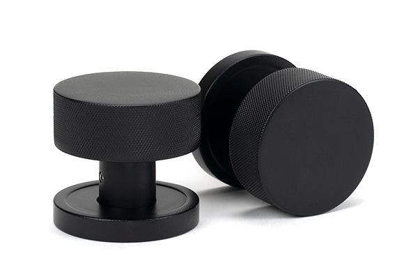 Matt Black Brompton Mortice/Rim Knob Set (Plain)