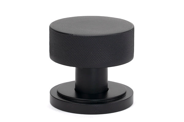 Matt Black Brompton Mortice/Rim Knob Set (Art Deco)