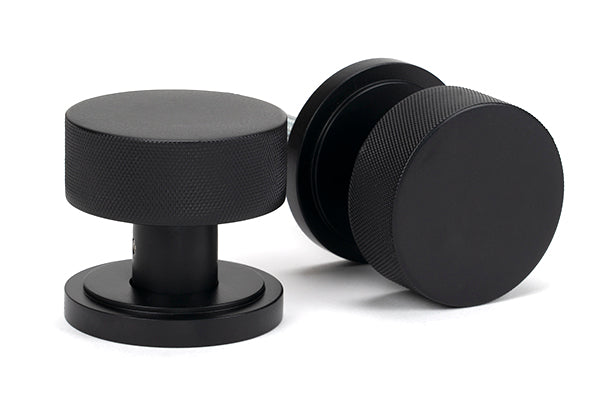 Matt Black Brompton Mortice/Rim Knob Set (Art Deco)