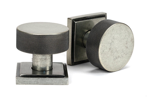 Pewter Brompton Mortice/Rim Knob Set (Square)