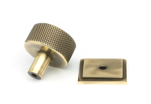 Aged Brass Brompton Cabinet Knob - 32mm (Square)