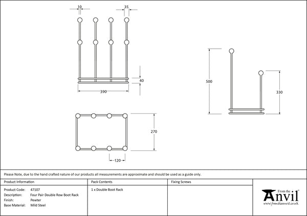 Pewter Four Pair Boot Rack