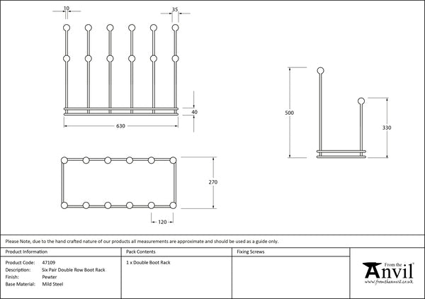 Pewter Six Pair Boot Rack