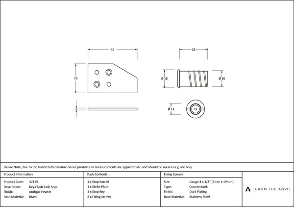 Key-Flush Sash Stop by From The Anvil