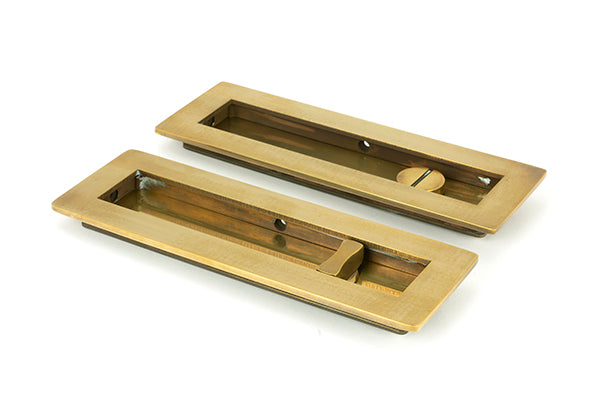 Aged Brass 175mm Plain Rectangular Pull - Privacy Set