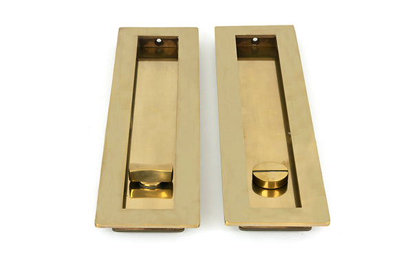 Aged Brass 250mm Plain Rectangular Pull - Privacy Set