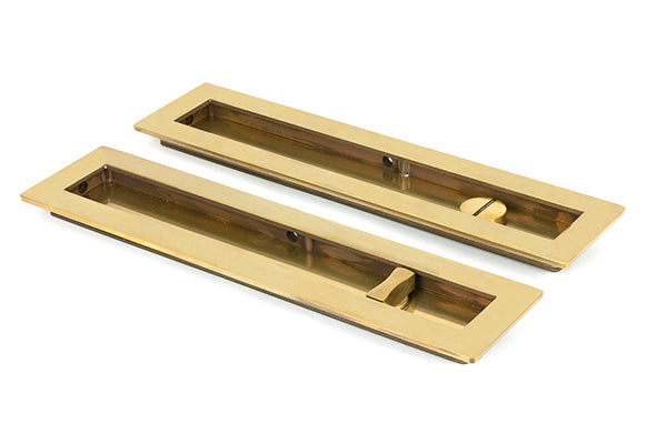 Aged Brass 250mm Plain Rectangular Pull - Privacy Set