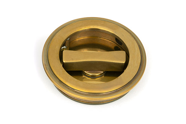 Aged Brass 60mm Art Deco Round Pull - Privacy Set