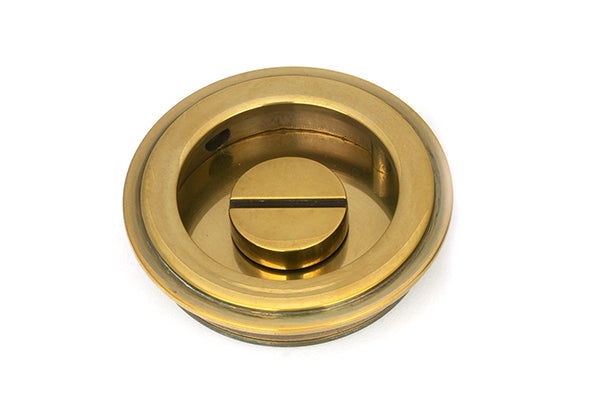 Aged Brass 60mm Art Deco Round Pull - Privacy Set