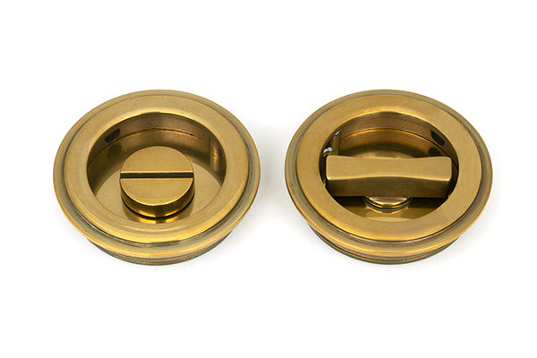 Aged Brass 60mm Art Deco Round Pull - Privacy Set