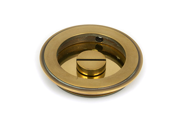 Aged Brass 75mm Art Deco Round Pull - Privacy Set