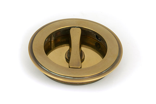 Aged Brass 75mm Art Deco Round Pull - Privacy Set