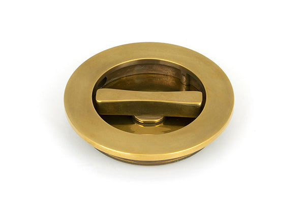 Aged Brass 75mm Plain Round Pull - Privacy Set