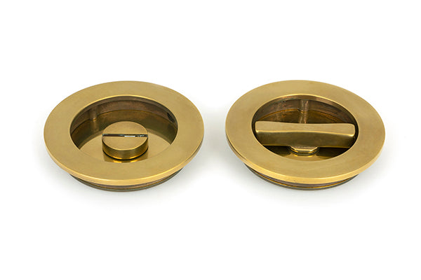 Aged Brass 75mm Plain Round Pull - Privacy Set