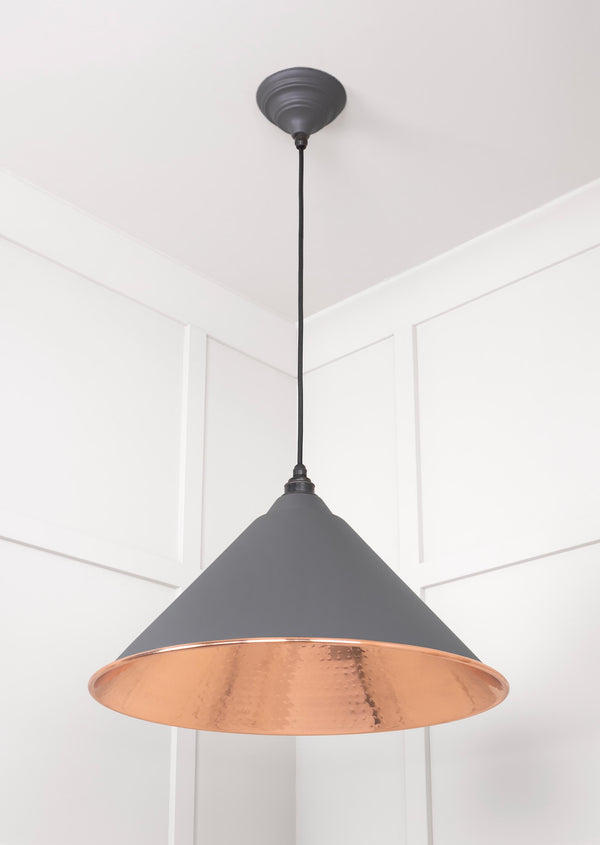 Hammered Copper Hockley Pendant by From The Anvil