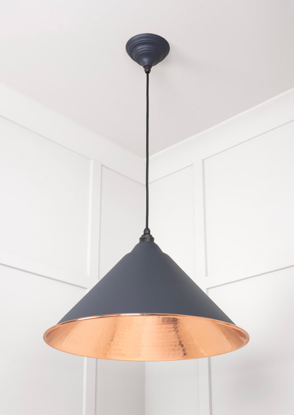 Hammered Copper Hockley Pendant by From The Anvil