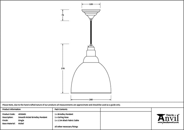 Smooth Nickel Brindley Pendant by From The Anvil