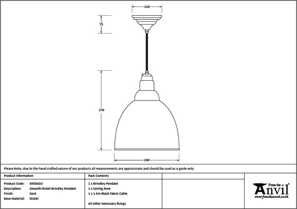 Smooth Nickel Brindley Pendant by From The Anvil