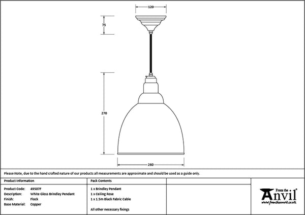 White Gloss Brindley Pendant by From The Anvil