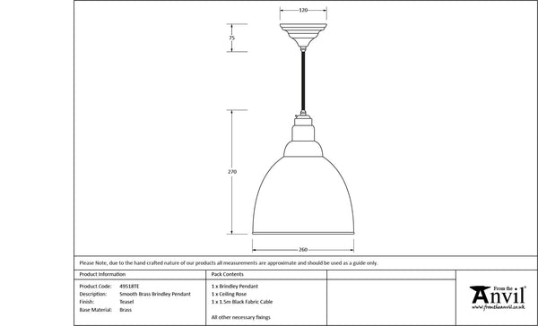 Smooth Brass Brindley Pendant by From The Anvil