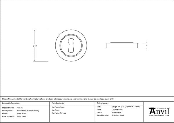 Matt Black Round Escutcheon (Plain)