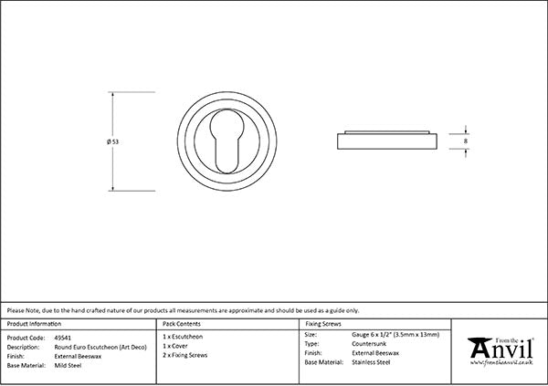 Matt Black Round Euro Escutcheon (Art Deco)