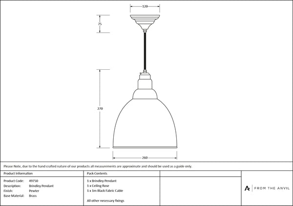 Pewter Brindley Pendant by From The Anvil