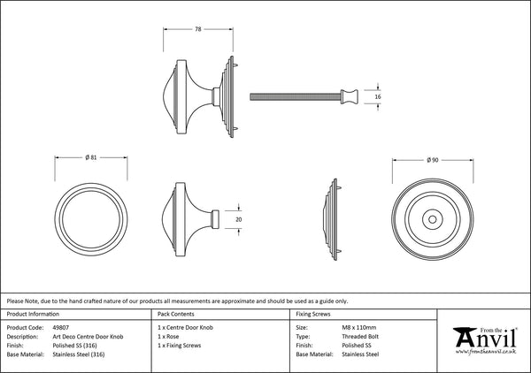 Art Deco Centre Door Knob by From The Anvil
