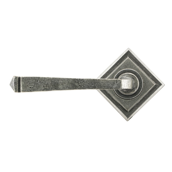 Pewter Avon Round Lever on Rose Set (Square) - Unsprung