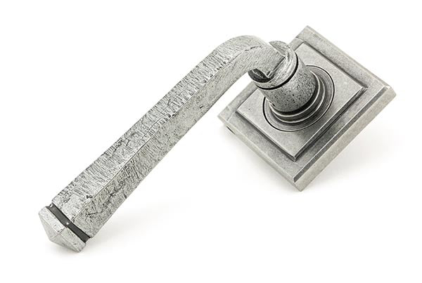 From The Anvil, Avon Round Lever on Rose Set (Square) - Unsprung, Door Handles, Concealed