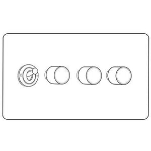 Vintage Range Rustic Nickel Switches & Sockets, XRN - 4G Mixed Toggle Dimmer Switch 1xToggle 3xTED by Heritage Brass By M-Marcus