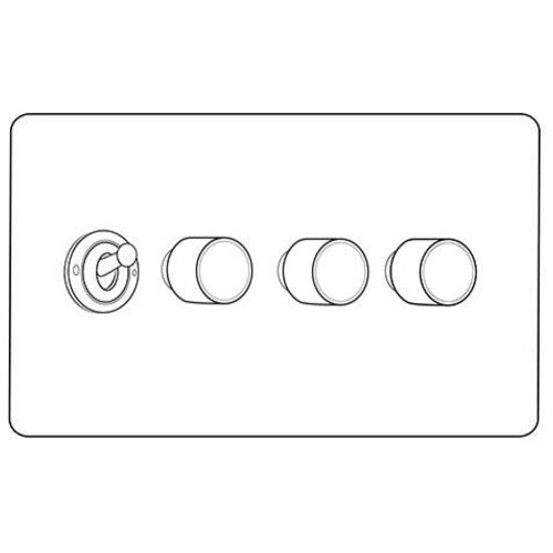 Vintage Range Aged Pewter Switches & Sockets, XAP - 4G Mixed Toggle Dimmer Switch 1xToggle 3xTED by Heritage Brass By M-Marcus