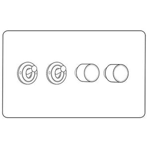 Verona Range Switches & Sockets - 4G Mixed Toggle Dimmer Switch 2xToggle 2xTED by Heritage Brass By M-Marcus