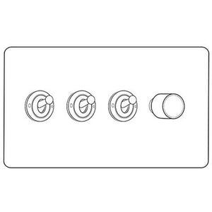 Vintage Range Rustic Nickel Switches & Sockets, XRN - 4G Mixed Toggle Dimmer Switch 3xToggle 1xTED by Heritage Brass By M-Marcus